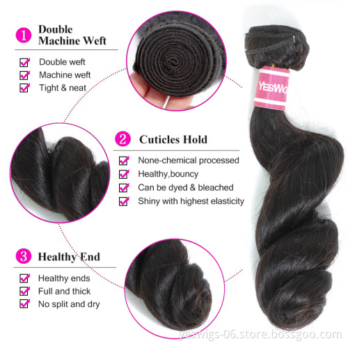 Yeswigs Cheap Remi and Virgin Human Hair Exports Loose Wave Bundle Brazilian Short Human Hair Curly Weave Single Donor Extension